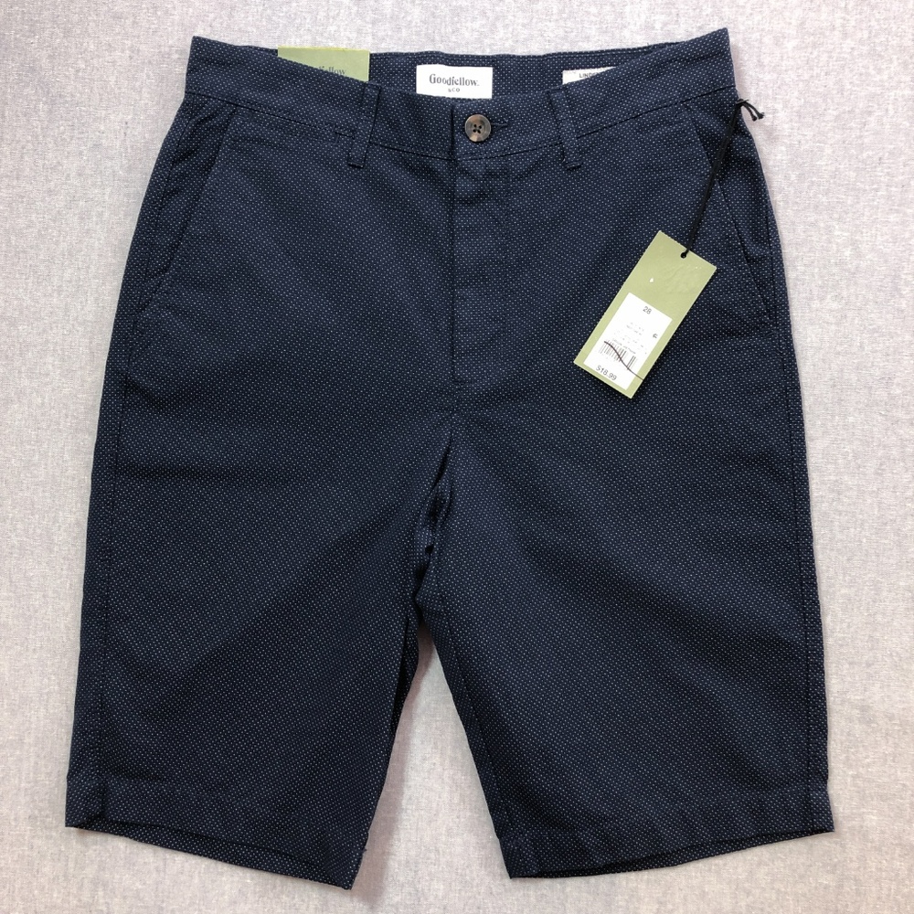 Blue White Dot Linden Flat Front Slim Chino Short - Picture 3 of 8